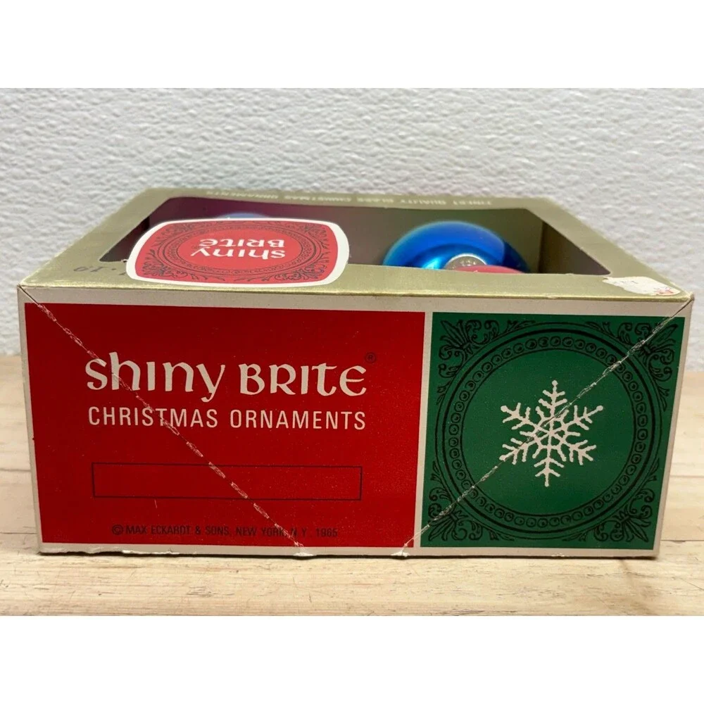 Vtg 1965 Set Of 4 Shiny Brite Finest Quality Blown Glass Christmas Tree Ornament